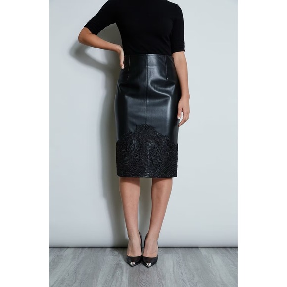 Elie Tahari Dresses & Skirts - NWT Elie Tahari Vegan Leather Appliqué Skirt / Size 8 /Understated Elegance